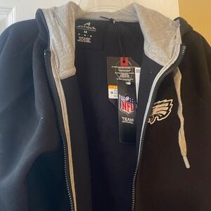Philadelphia Eagles Antigua Black and Gray Men's Bomber Jacket